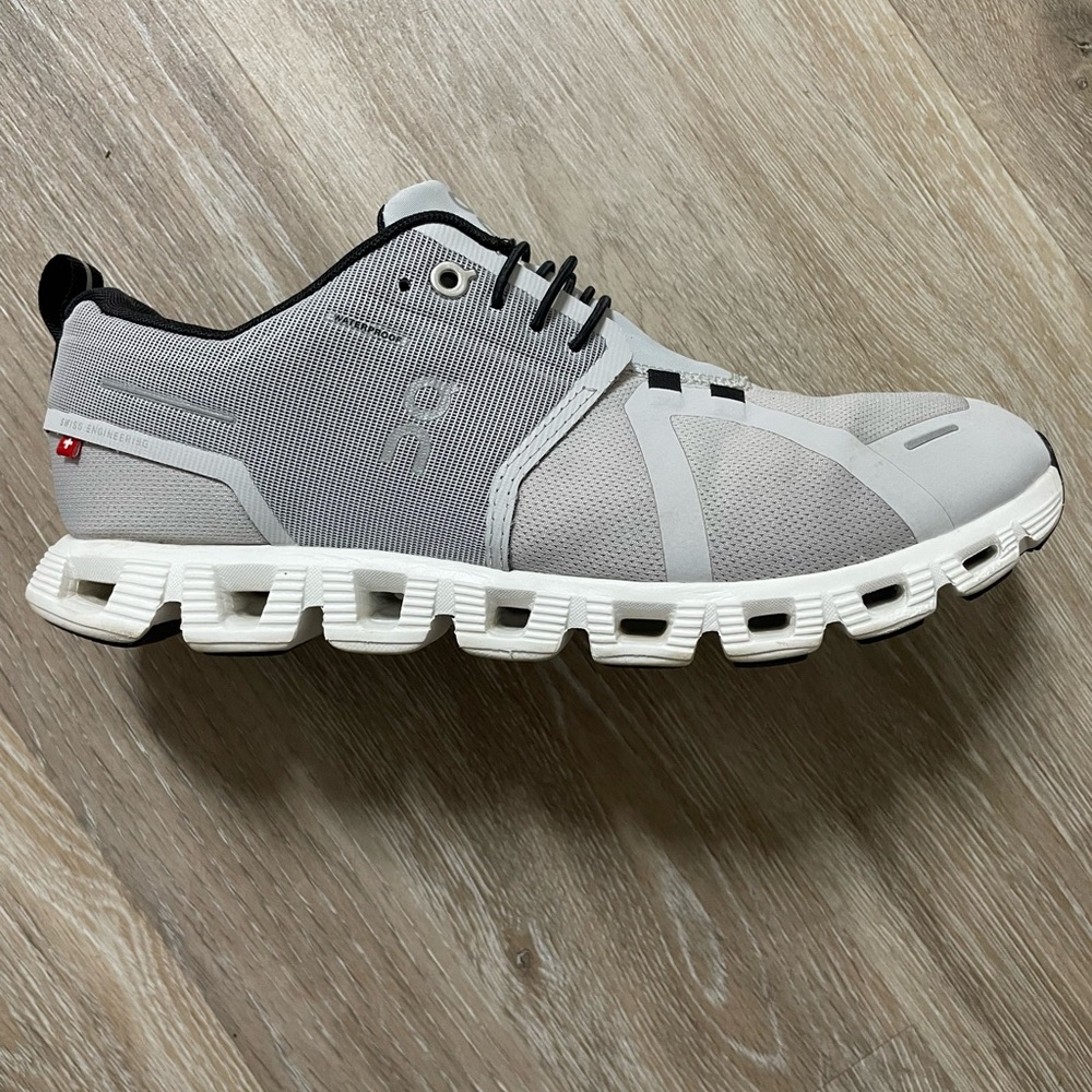 Gray and White Sneakers with Modern Sole Design